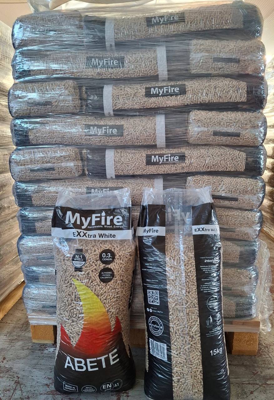 Pellet MyFire ExtraWhite ENplus A1 70 sacchi da 15 kg in abete