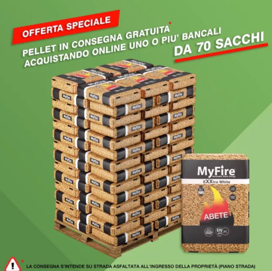 Pellet MyFire ExtraWhite ENplus A1 70 sacchi da 15 kg in abete